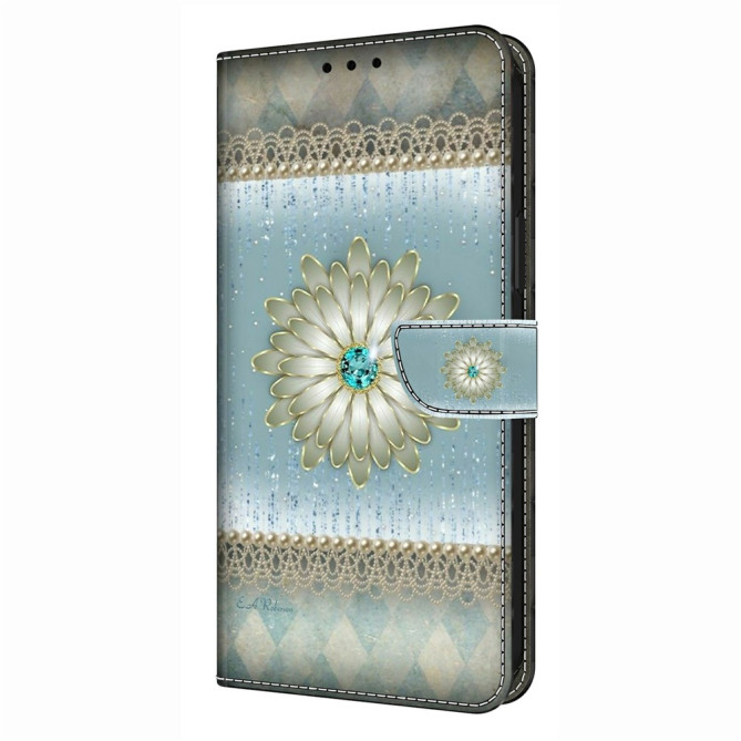 Housse Samsung Galaxy A37 Blue Diamond Flower Portefeuille Support
