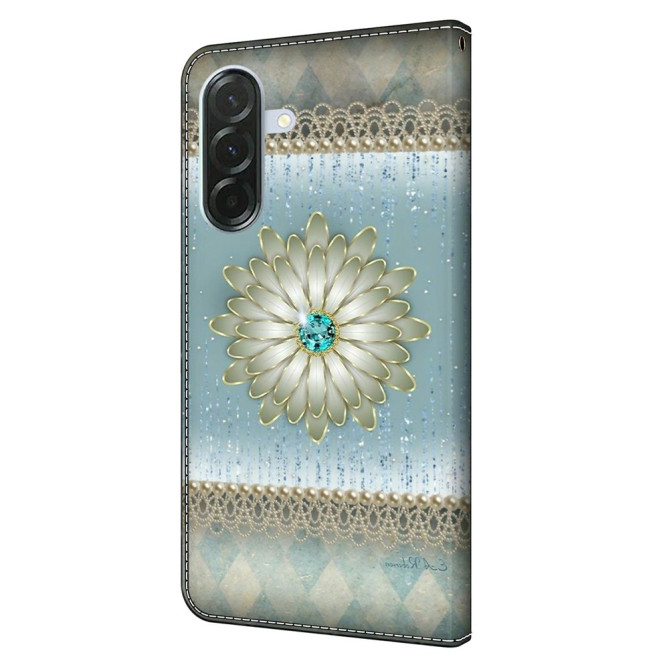 Housse Samsung Galaxy A37 Blue Diamond Flower Portefeuille Support