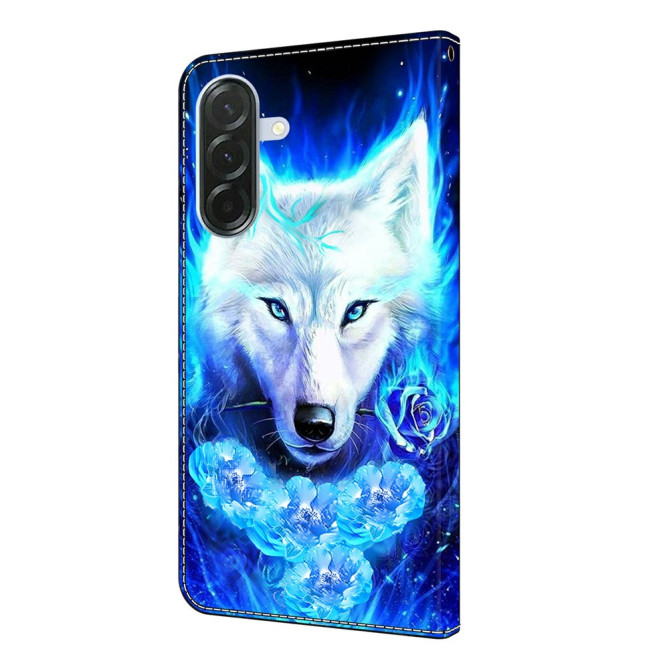 Housse Samsung Galaxy A37 Loup Blanc Portefeuille Support