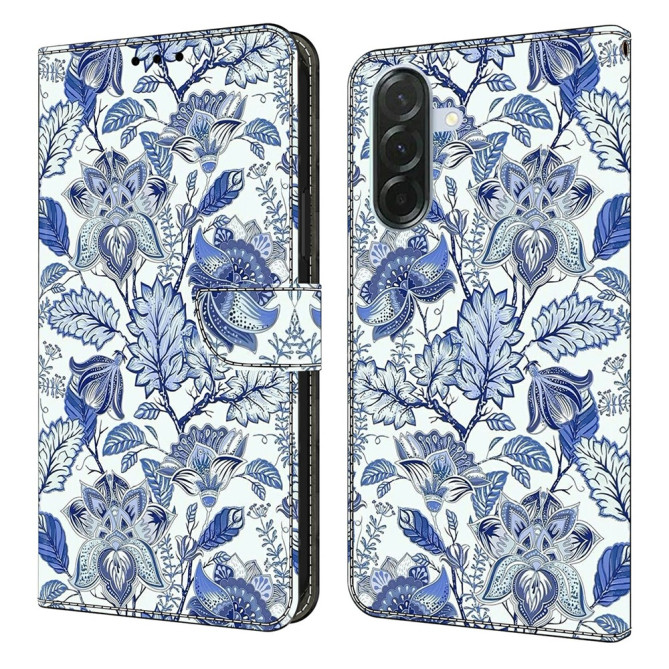 Housse Samsung Galaxy A37 Blue Flower Bush Portefeuille Support