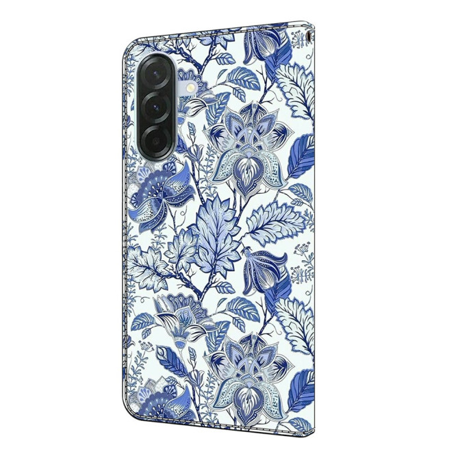 Housse Samsung Galaxy A37 Blue Flower Bush Portefeuille Support