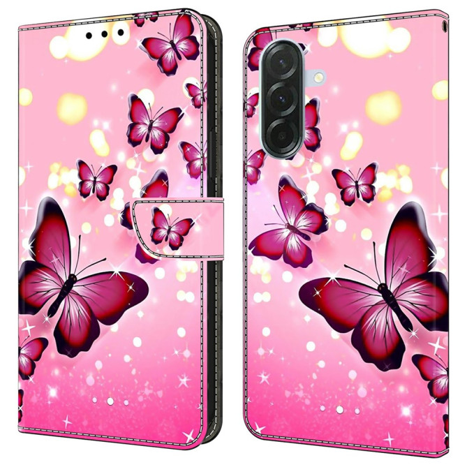 Housse Samsung Galaxy A37 Papillon Rose Portefeuille Support