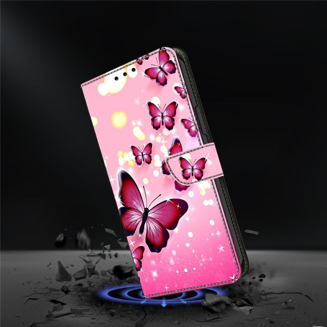 Housse Samsung Galaxy A37 Papillon Rose Portefeuille Support