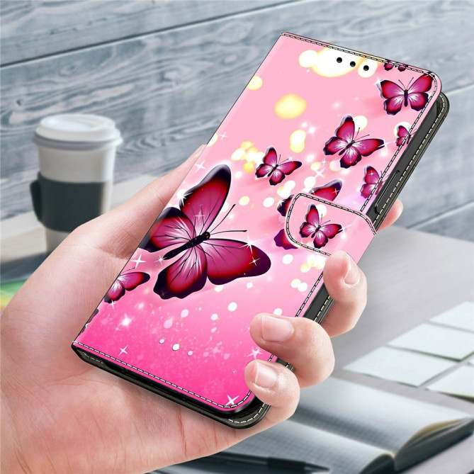 Housse Samsung Galaxy A37 Papillon Rose Portefeuille Support