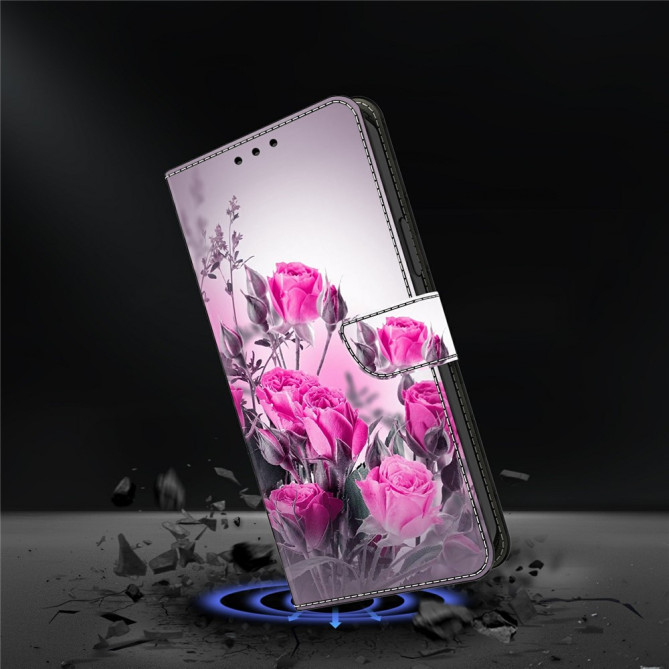 Housse Samsung Galaxy A37 Fleurs Violettes Portefeuille Support ALBA