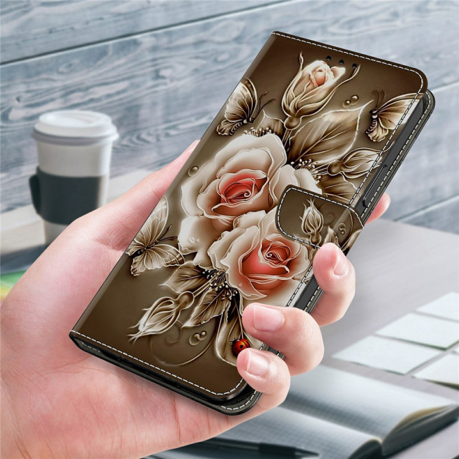 Housse Samsung Galaxy A37 Brown Rose Portefeuille Support