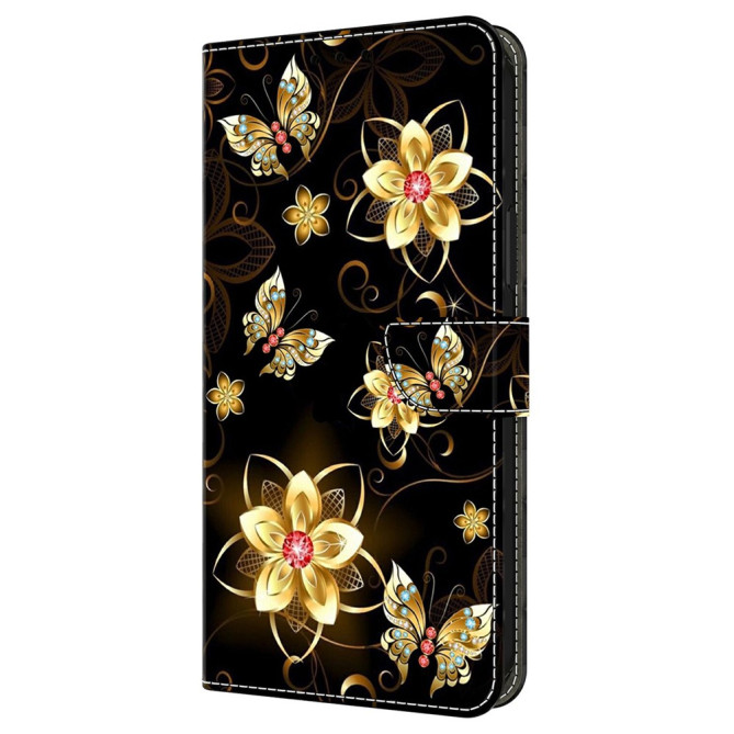 Housse Samsung Galaxy A37 Fleurs Dorées Portefeuille Support