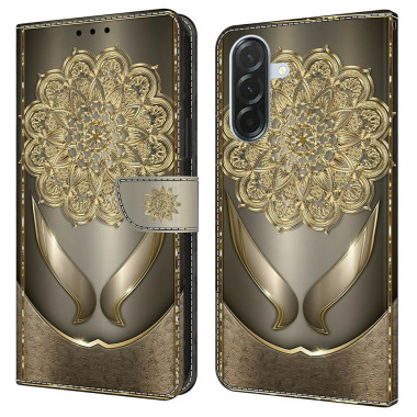 Housse Samsung Galaxy A37 Fleurs Dorées Portefeuille Support ALBA