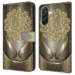 Housse Samsung Galaxy A37 Fleurs Dorées Portefeuille Support ALBA