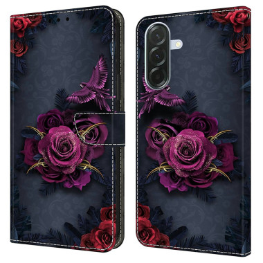 Housse Samsung Galaxy A37 Fleurs Violettes Portefeuille Support BRIA