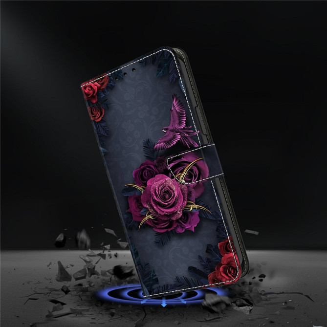 Housse Samsung Galaxy A37 Fleurs Violettes Portefeuille Support BRIA