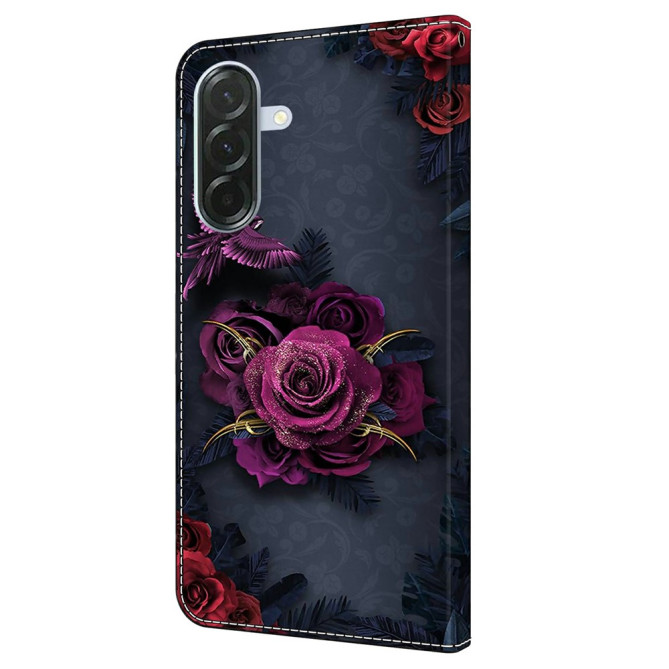 Housse Samsung Galaxy A37 Fleurs Violettes Portefeuille Support BRIA