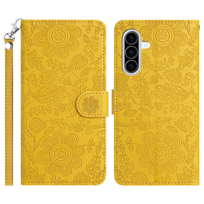 Housse Samsung Galaxy A37 Fleurs Portefeuille Dragonne