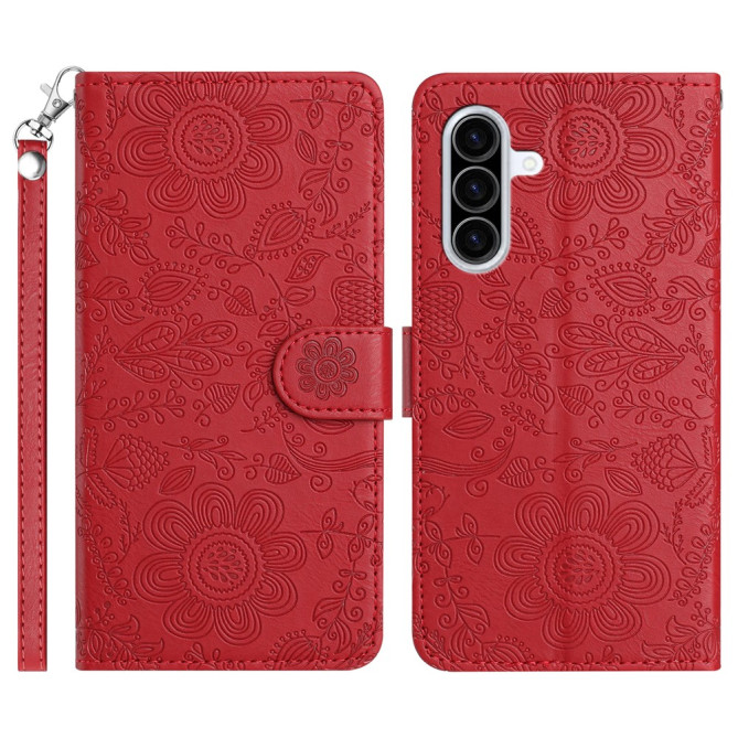 Housse Samsung Galaxy A37 Fleurs Portefeuille Dragonne