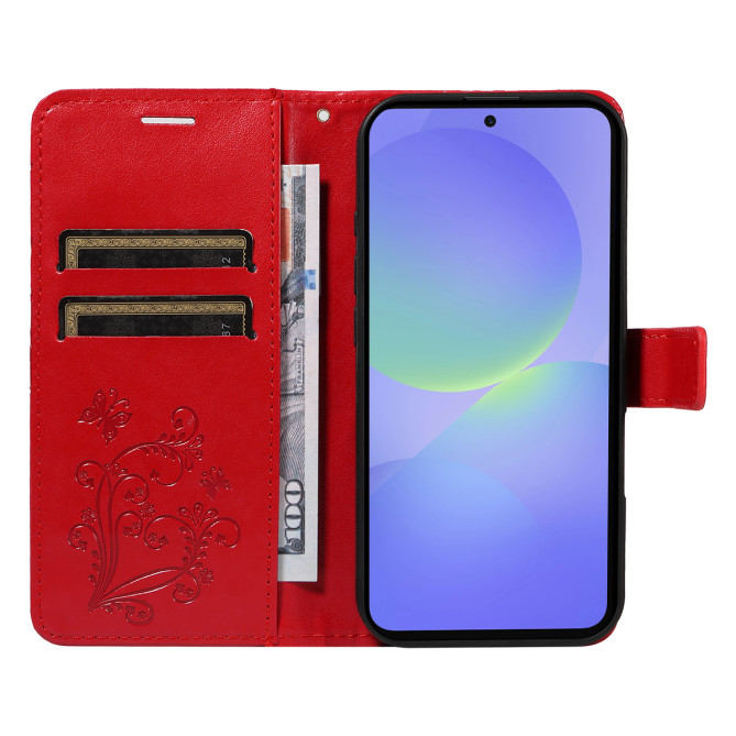 Housse Samsung Galaxy A37 Papillon Floral Portefeuille Support DINA