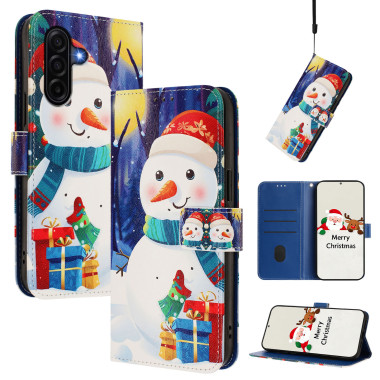 Housse Samsung Galaxy A37 Gift Box Snowman Portefeuille Dragonne