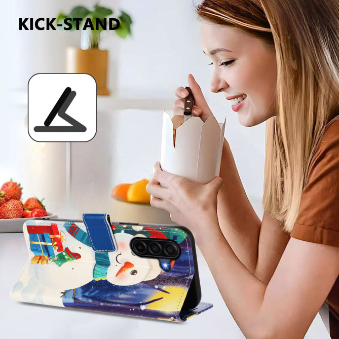 Housse Samsung Galaxy A37 Gift Box Snowman Portefeuille Dragonne