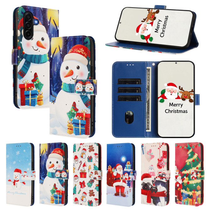 Housse Samsung Galaxy A37 Gift Box Snowman Portefeuille Dragonne