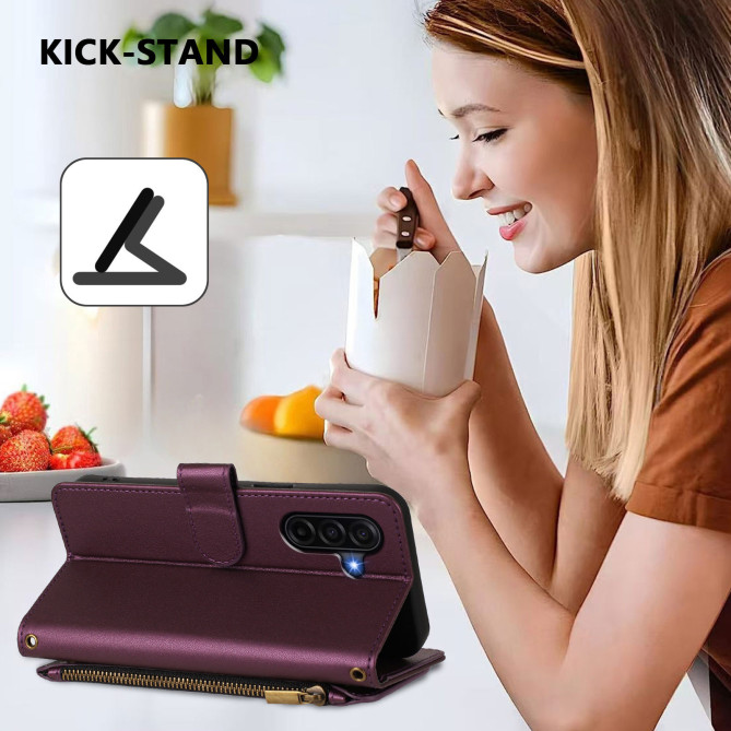 Housse Samsung Galaxy A37 Papillon Floral Portefeuille Fermeture Éclair