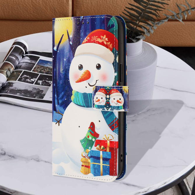 Housse Samsung Galaxy A37 Gift Box Snowman Portefeuille Dragonne