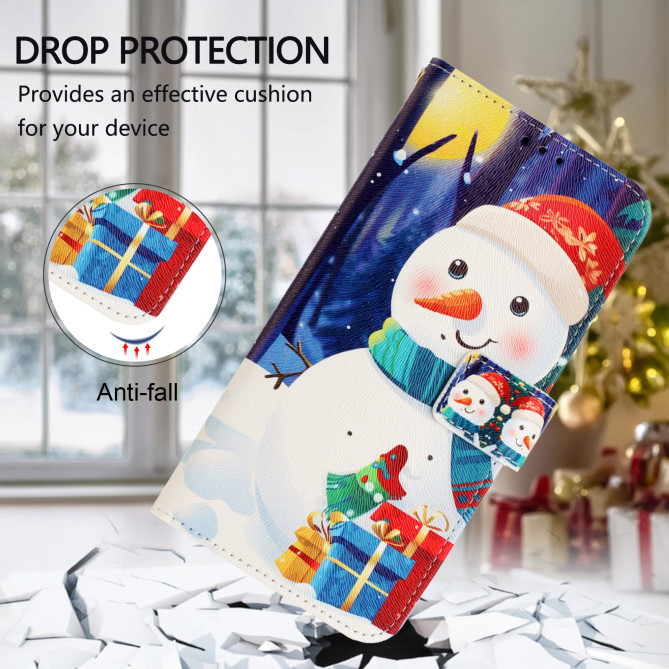 Housse Samsung Galaxy A37 Gift Box Snowman Portefeuille Dragonne