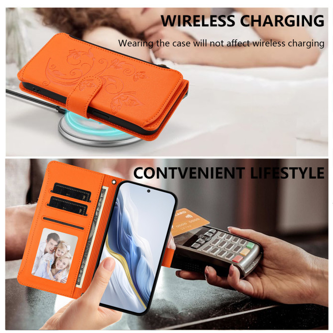 Housse Samsung Galaxy A37 Papillon Floral Portefeuille Fermeture Éclair