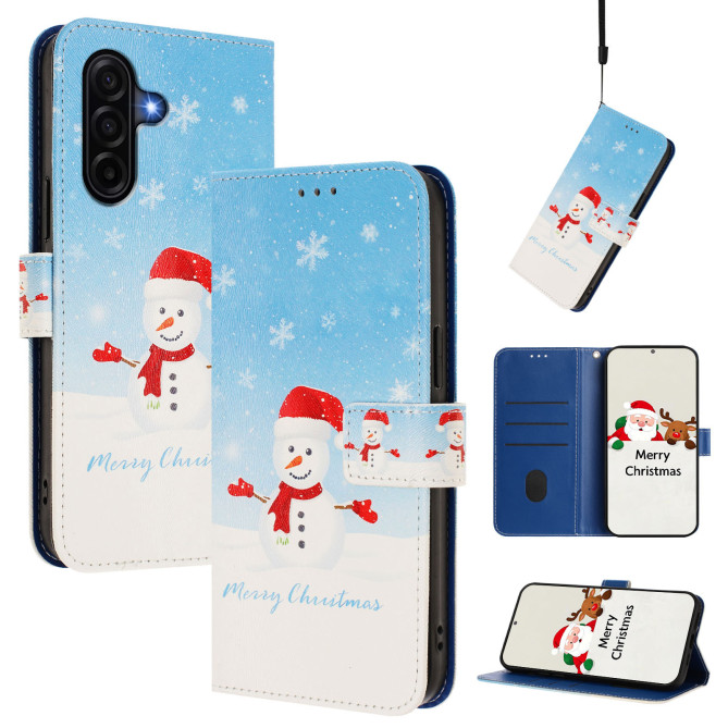 Housse Samsung Galaxy A37 Snowflake Snowman Portefeuille Dragonne