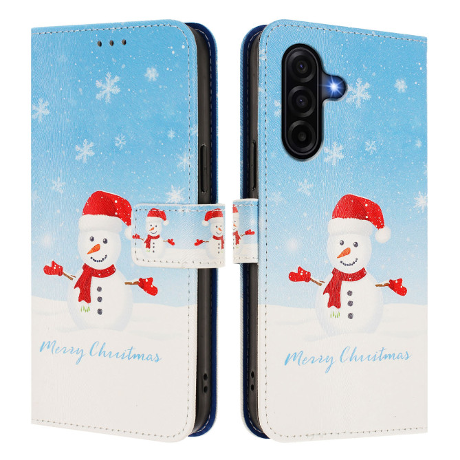 Housse Samsung Galaxy A37 Snowflake Snowman Portefeuille Dragonne