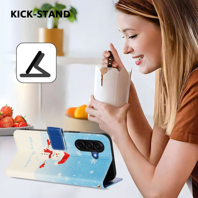 Housse Samsung Galaxy A37 Snowflake Snowman Portefeuille Dragonne