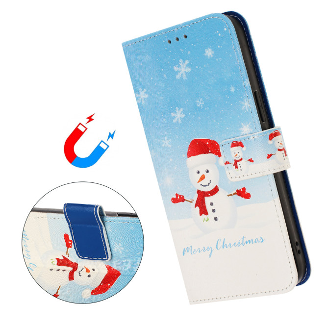 Housse Samsung Galaxy A37 Snowflake Snowman Portefeuille Dragonne