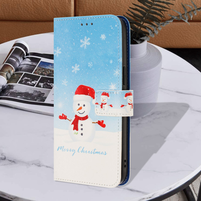 Housse Samsung Galaxy A37 Snowflake Snowman Portefeuille Dragonne