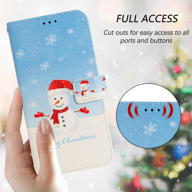 Housse Samsung Galaxy A37 Snowflake Snowman Portefeuille Dragonne
