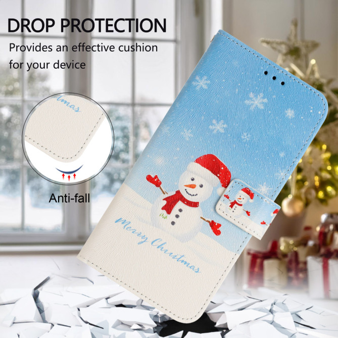 Housse Samsung Galaxy A37 Snowflake Snowman Portefeuille Dragonne