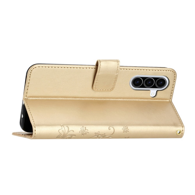 Housse Samsung Galaxy A37 Papillon Floral Portefeuille Dragonne