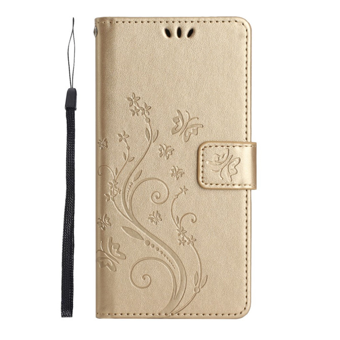 Housse Samsung Galaxy A37 Papillon Floral Portefeuille Dragonne