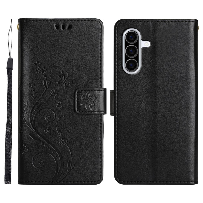 Housse Samsung Galaxy A37 Papillon Floral Portefeuille Dragonne