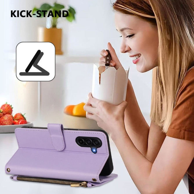 Housse Samsung Galaxy A37 Papillon Floral Portefeuille Fermeture Éclair