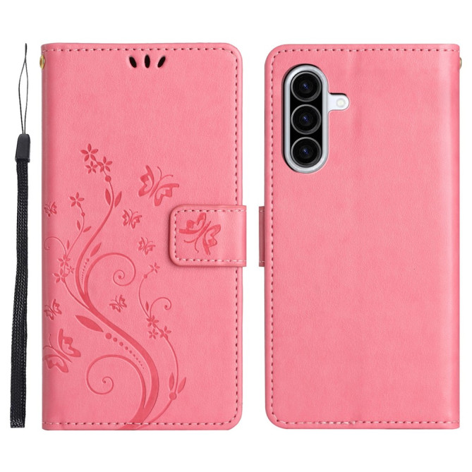 Housse Samsung Galaxy A37 Papillon Floral Portefeuille Dragonne