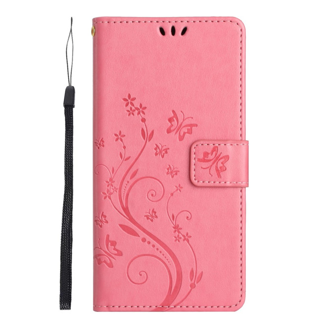 Housse Samsung Galaxy A37 Papillon Floral Portefeuille Dragonne