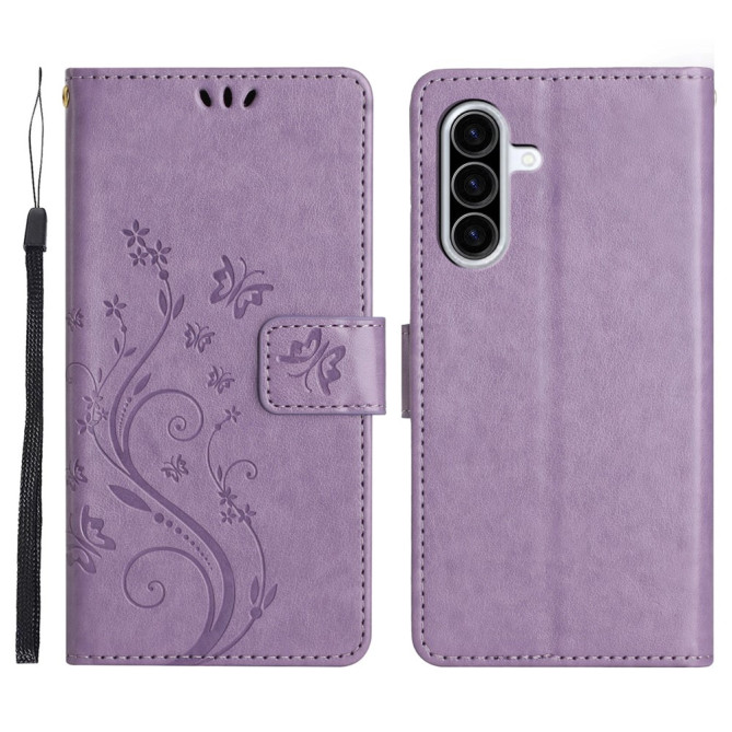 Housse Samsung Galaxy A37 Papillon Floral Portefeuille Dragonne