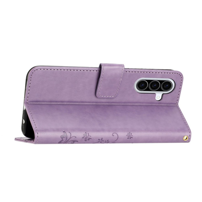 Housse Samsung Galaxy A37 Papillon Floral Portefeuille Dragonne