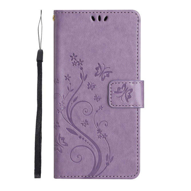 Housse Samsung Galaxy A37 Papillon Floral Portefeuille Dragonne