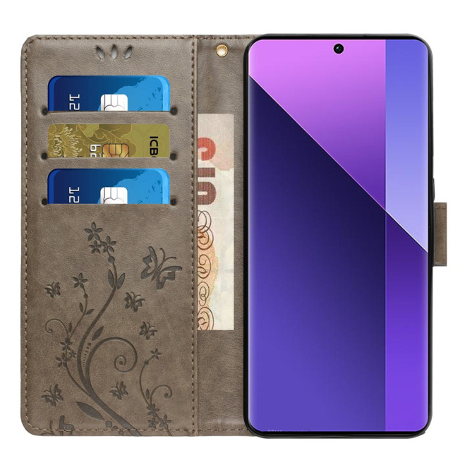 Housse Samsung Galaxy A37 Papillon Floral Portefeuille Dragonne