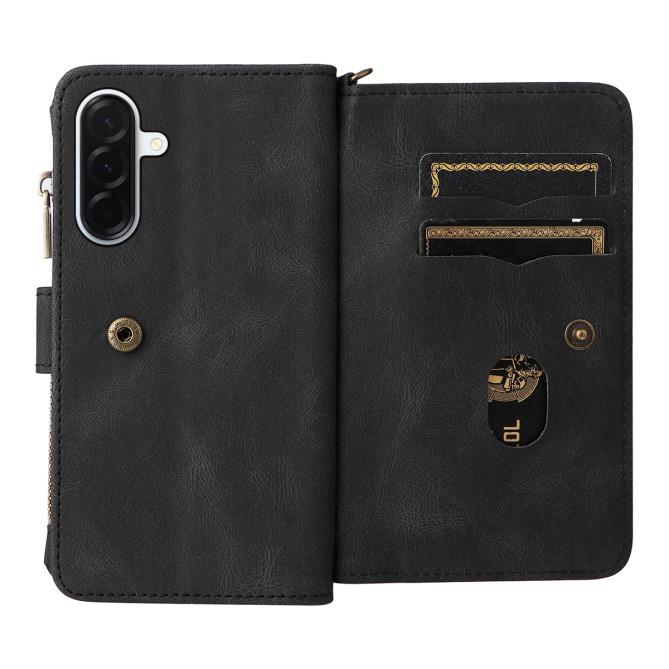 Housse Samsung Galaxy A37 Portefeuille Fermeture Éclair 15 Cartes