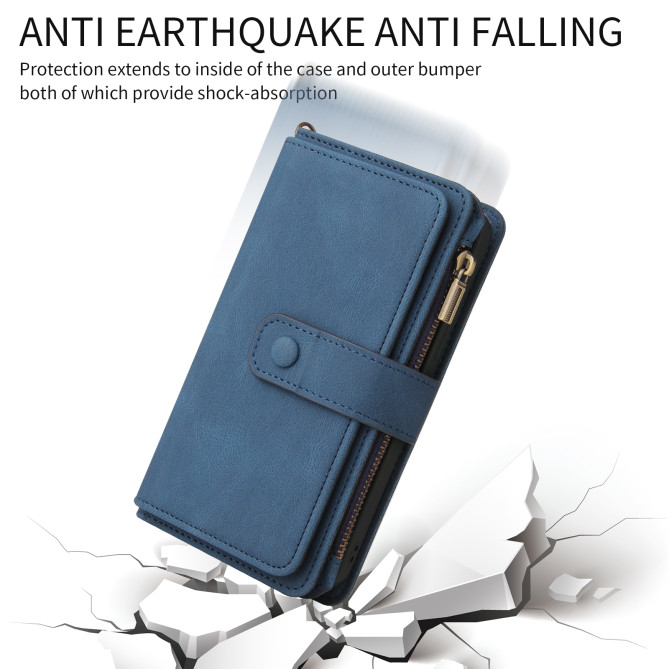 Housse Samsung Galaxy A37 Portefeuille Fermeture Éclair 15 Cartes