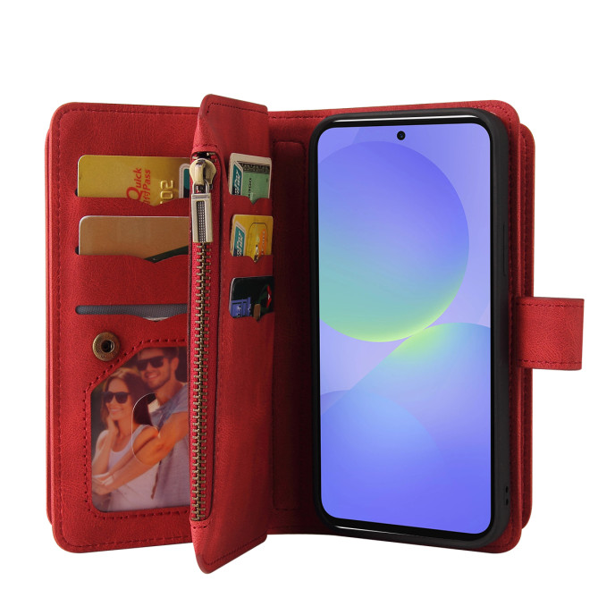 Housse Samsung Galaxy A37 Portefeuille Fermeture Éclair 15 Cartes