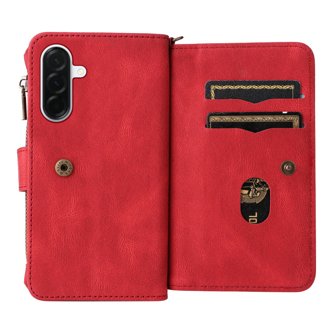 Housse Samsung Galaxy A37 Portefeuille Fermeture Éclair 15 Cartes