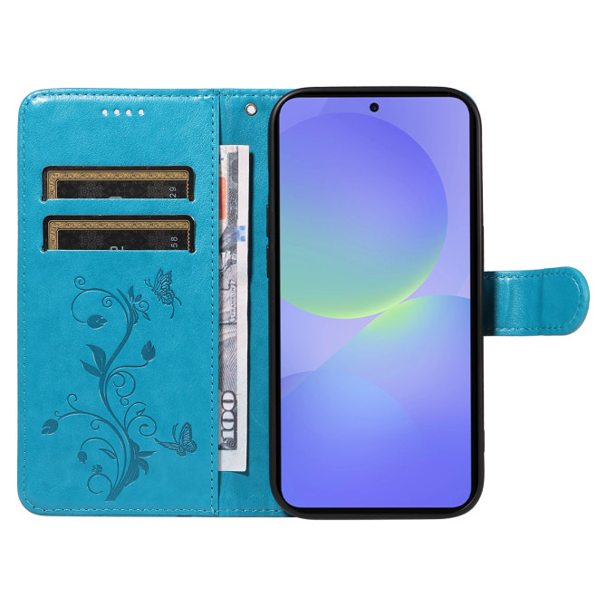 Housse Samsung Galaxy A37 Fleurs Portefeuille Support Dragonne