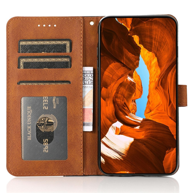 Housse Samsung Galaxy A37 Black  /  Brown Portefeuille Support Dragonne