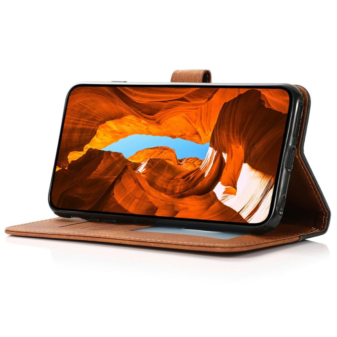 Housse Samsung Galaxy A37 Black  /  Brown Portefeuille Support Dragonne